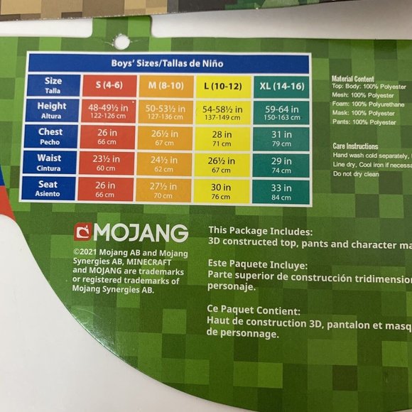 Minecraft Creeper Deluxe Child Costume Mesh Eye Plate Size 4/6 Small - Picture 11 of 11